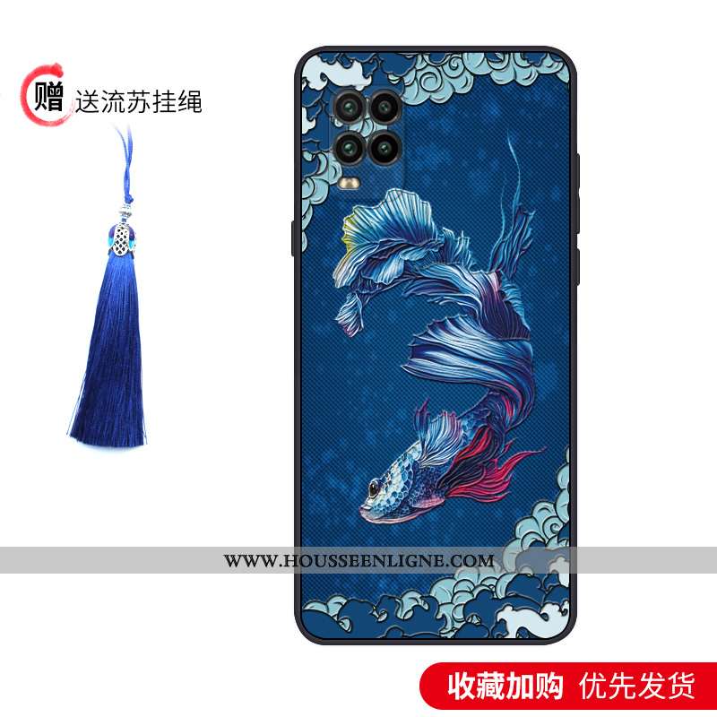 Coque Xiaomi Mi 10 Lite Légère Fluide Doux Tout Compris Créatif Étui Jeunesse Délavé En Daim Bleu