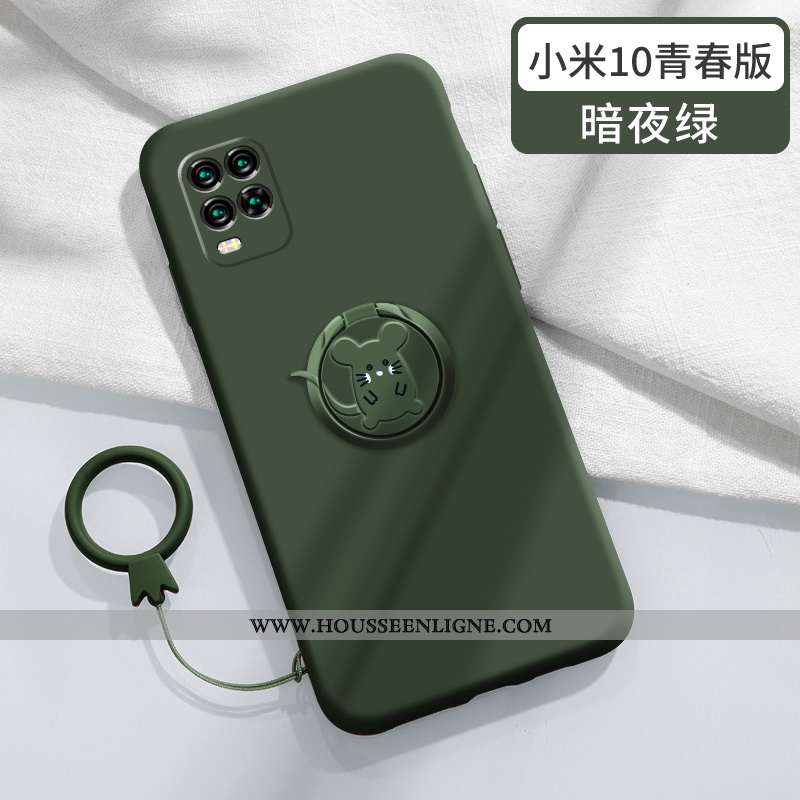 Coque Xiaomi Mi 10 Lite Légère Fluide Doux Étui En Silicone Délavé En Daim Jeunesse Petit Rouge