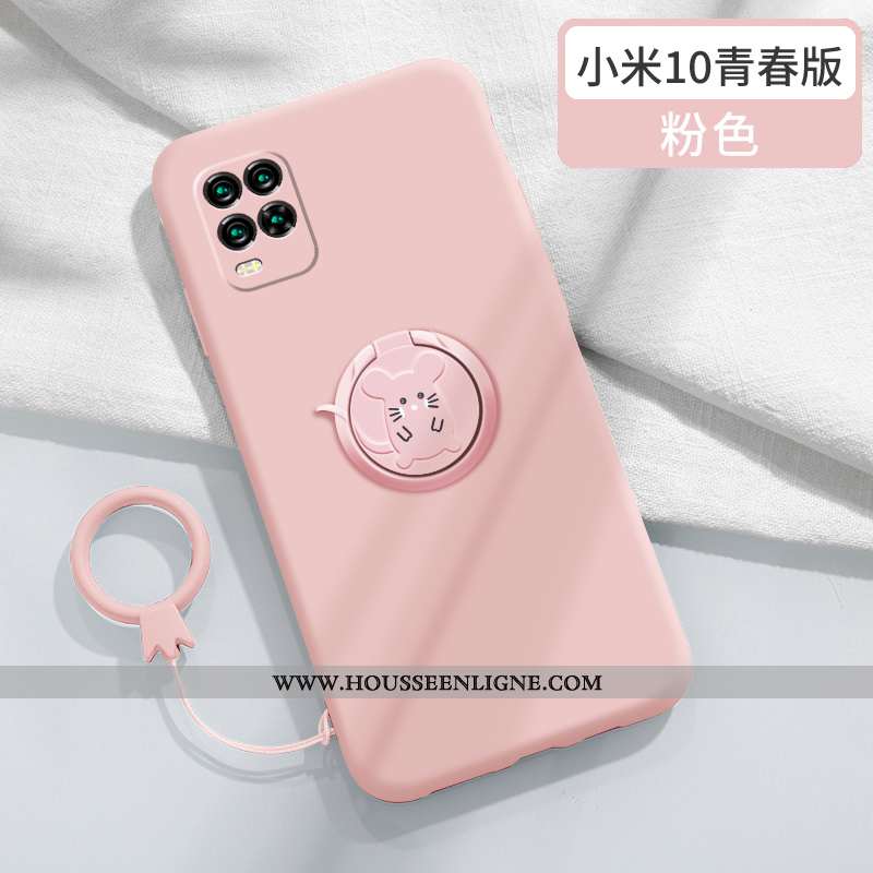 Coque Xiaomi Mi 10 Lite Légère Fluide Doux Étui En Silicone Délavé En Daim Jeunesse Petit Rouge