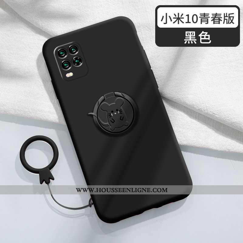 Coque Xiaomi Mi 10 Lite Légère Fluide Doux Étui En Silicone Délavé En Daim Jeunesse Petit Rouge
