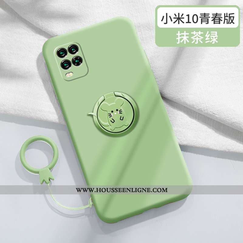Coque Xiaomi Mi 10 Lite Légère Fluide Doux Étui En Silicone Délavé En Daim Jeunesse Petit Rouge