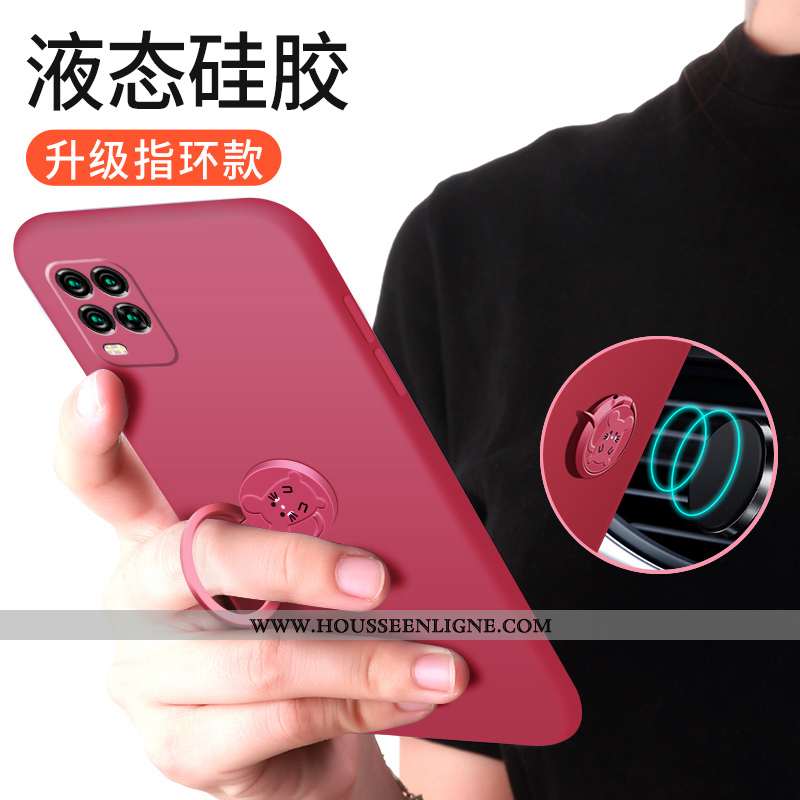 Coque Xiaomi Mi 10 Lite Légère Fluide Doux Étui En Silicone Délavé En Daim Jeunesse Petit Rouge