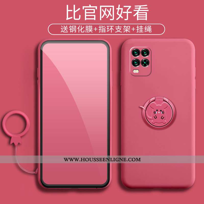 Coque Xiaomi Mi 10 Lite Légère Fluide Doux Étui En Silicone Délavé En Daim Jeunesse Petit Rouge