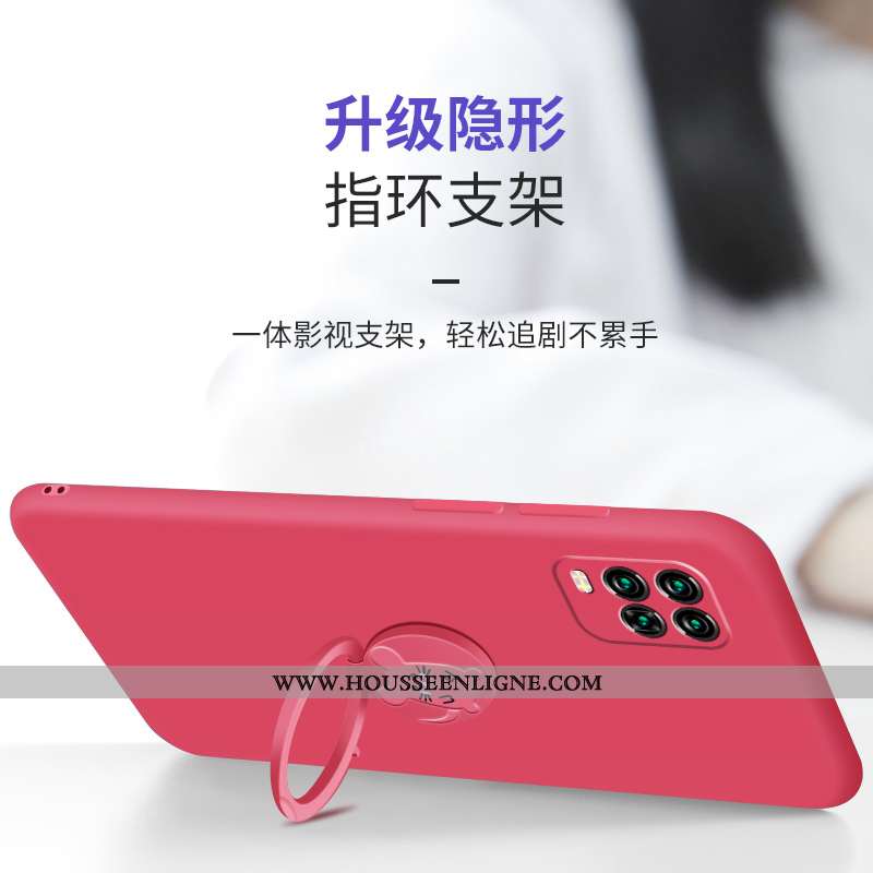 Coque Xiaomi Mi 10 Lite Légère Fluide Doux Étui En Silicone Délavé En Daim Jeunesse Petit Rouge