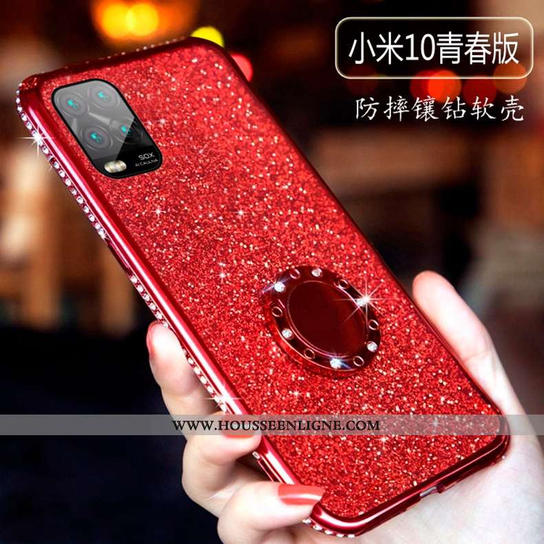 Coque Xiaomi Mi 10 Lite Protection Créatif Légère Étui Silicone Ultra Tendance Rose