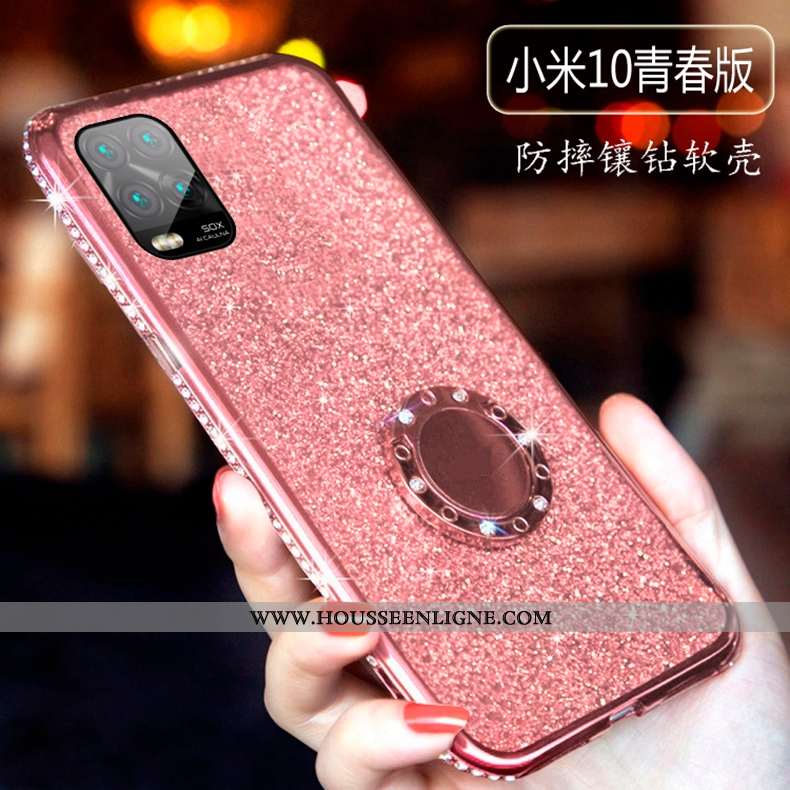 Coque Xiaomi Mi 10 Lite Protection Créatif Légère Étui Silicone Ultra Tendance Rose