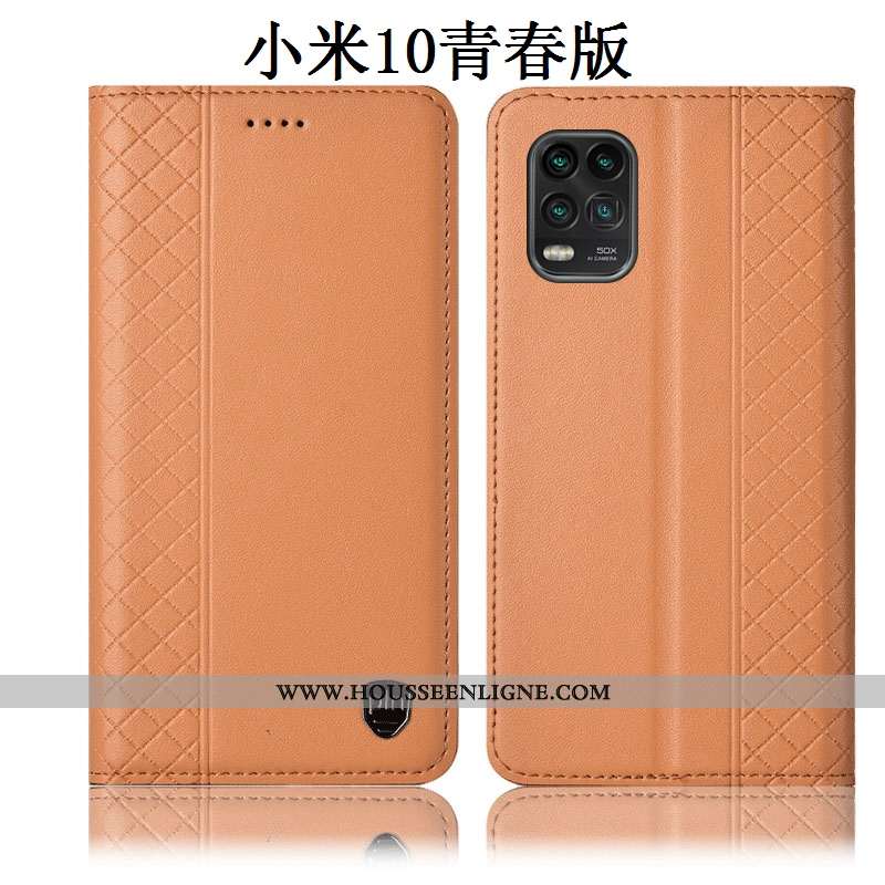 Coque Xiaomi Mi 10 Lite Protection Cuir Véritable Incassable Housse Tout Compris Jeunesse Noir