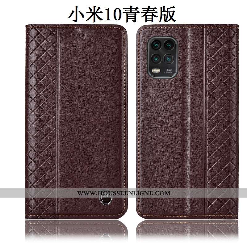 Coque Xiaomi Mi 10 Lite Protection Cuir Véritable Incassable Housse Tout Compris Jeunesse Noir