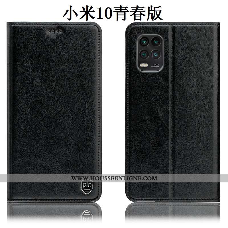 Coque Xiaomi Mi 10 Lite Protection Cuir Véritable Modèle Fleurie Téléphone Portable Rouge Housse