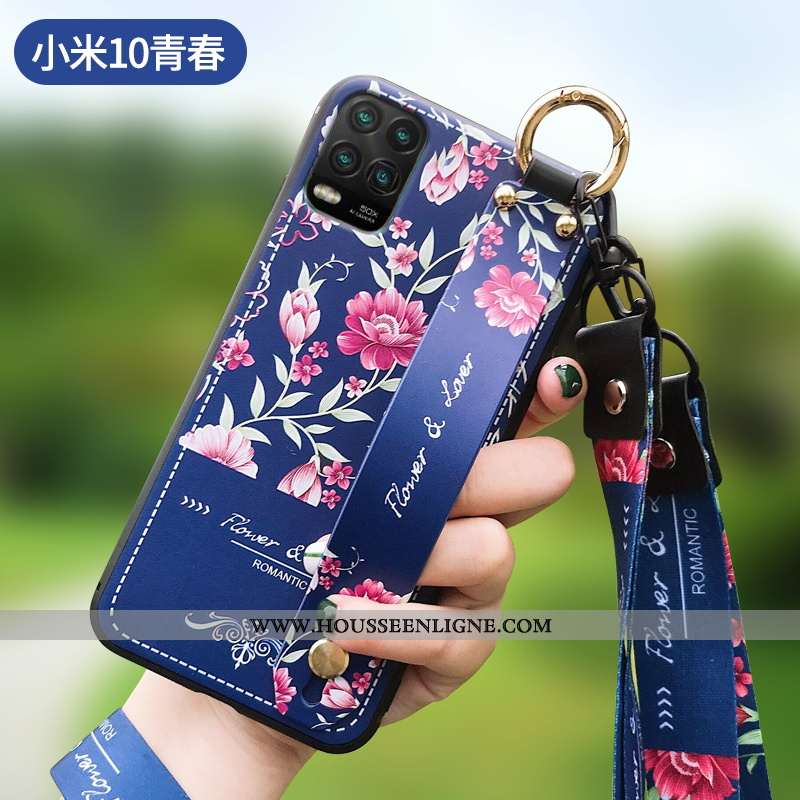 Coque Xiaomi Mi 10 Lite Silicone Mode Fleur Nouveau Tout Compris Étui Violet