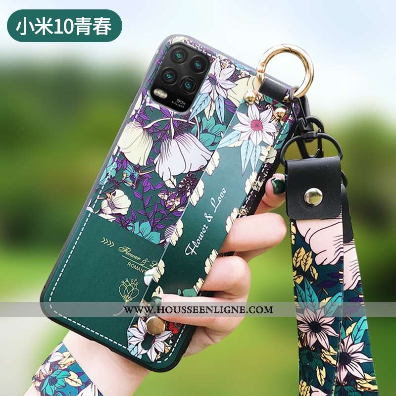 Coque Xiaomi Mi 10 Lite Silicone Mode Fleur Nouveau Tout Compris Étui Violet