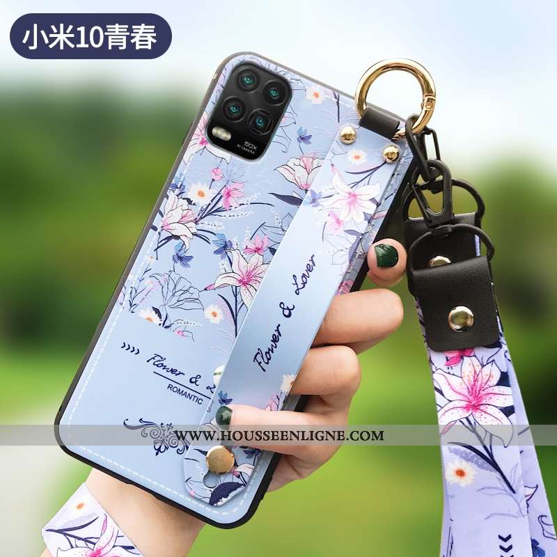 Coque Xiaomi Mi 10 Lite Silicone Mode Fleur Nouveau Tout Compris Étui Violet