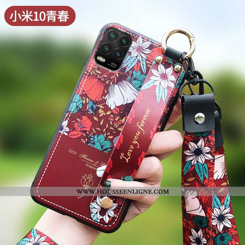 Coque Xiaomi Mi 10 Lite Silicone Mode Fleur Nouveau Tout Compris Étui Violet