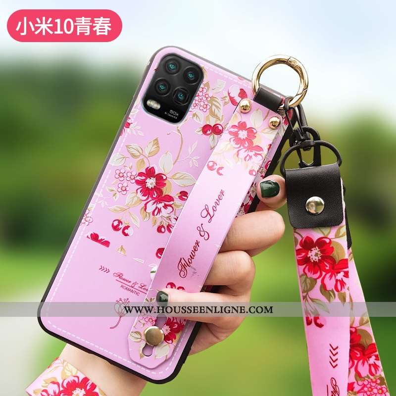 Coque Xiaomi Mi 10 Lite Silicone Mode Fleur Nouveau Tout Compris Étui Violet