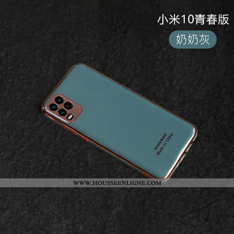 Coque Xiaomi Mi 10 Lite Silicone Personnalité Vert Placage Tout Compris Net Rouge Nouveau Turquoise