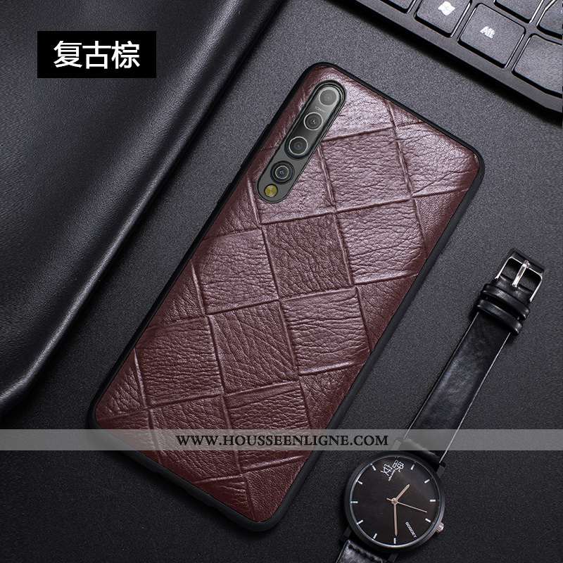 Coque Xiaomi Mi 10 Luxe Personnalité Légère Cuir Véritable Créatif Incassable Ultra Marron