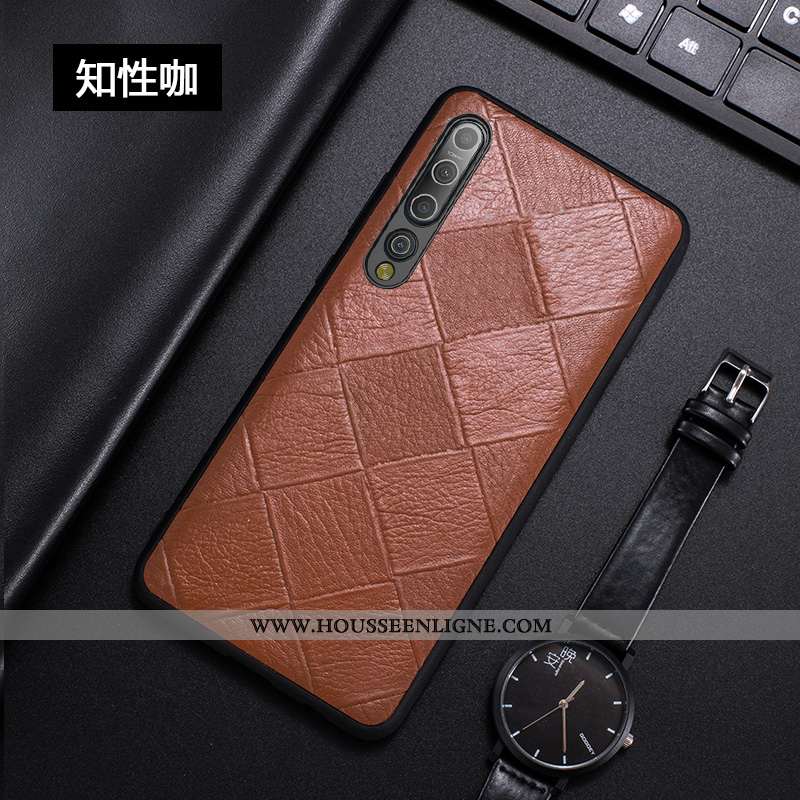 Coque Xiaomi Mi 10 Luxe Personnalité Légère Cuir Véritable Créatif Incassable Ultra Marron