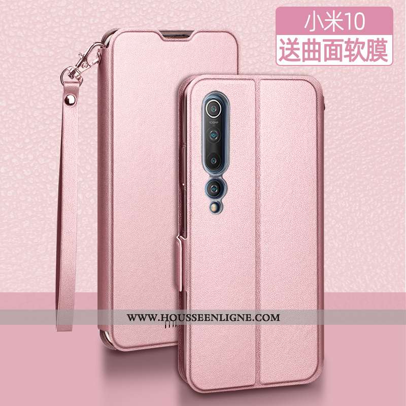 Coque Xiaomi Mi 10 Légère Cuir Jeunesse Tout Compris Clamshell Silicone Créatif Rose