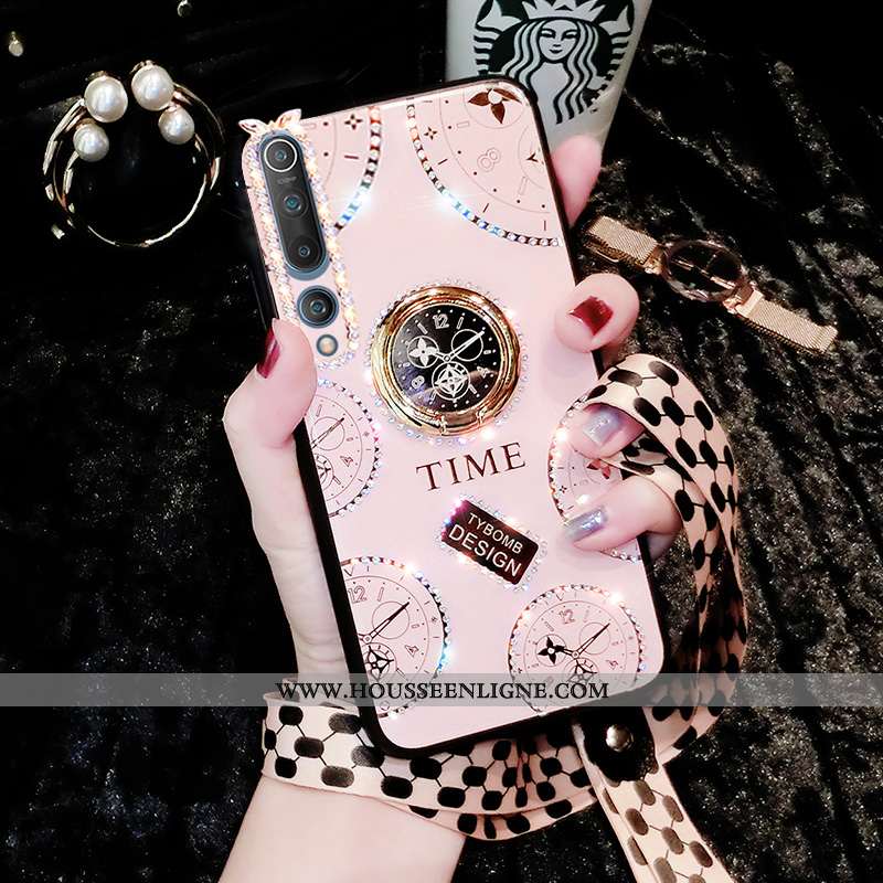 Coque Xiaomi Mi 10 Légère Silicone Support Petit Incassable Strass Ultra Blanche