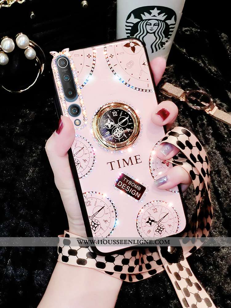 Coque Xiaomi Mi 10 Légère Silicone Support Petit Incassable Strass Ultra Blanche