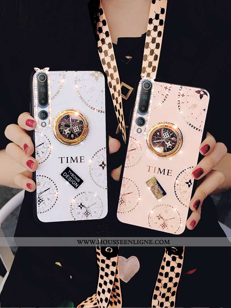 Coque Xiaomi Mi 10 Légère Silicone Support Petit Incassable Strass Ultra Blanche