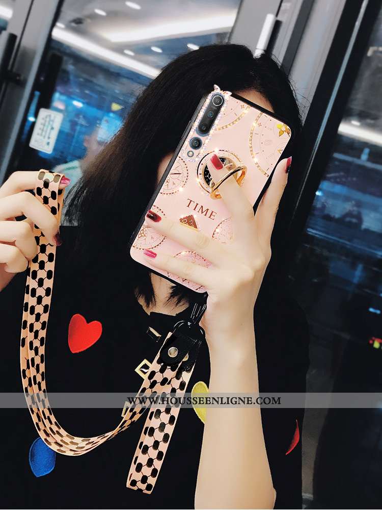 Coque Xiaomi Mi 10 Légère Silicone Support Petit Incassable Strass Ultra Blanche