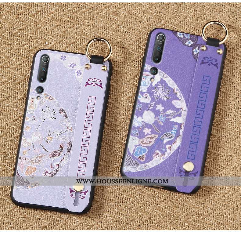 Coque Xiaomi Mi 10 Mode Personnalité Incassable Tendance Étui Petit Style Chinois Violet