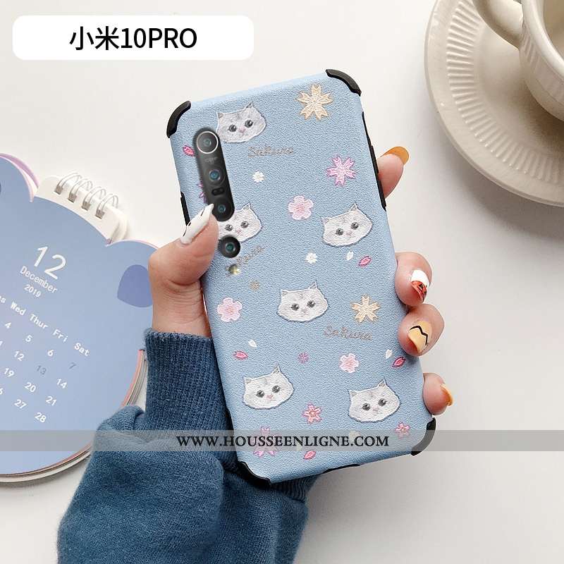 Coque Xiaomi Mi 10 Pro Cuir Modèle Fleurie Tout Compris Net Rouge Mode Charmant Frais Bleu