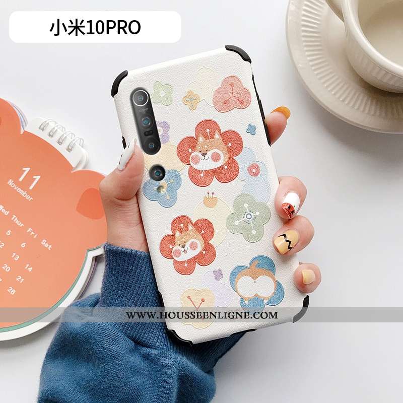 Coque Xiaomi Mi 10 Pro Cuir Modèle Fleurie Tout Compris Net Rouge Mode Charmant Frais Bleu