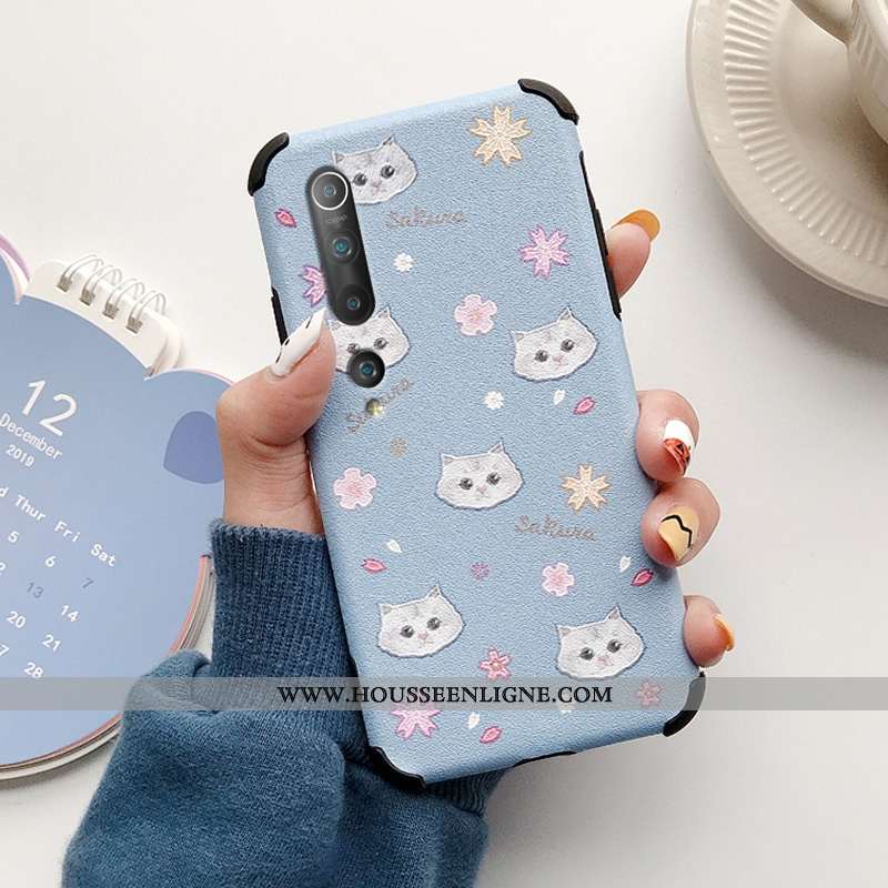 Coque Xiaomi Mi 10 Pro Cuir Modèle Fleurie Tout Compris Net Rouge Mode Charmant Frais Bleu