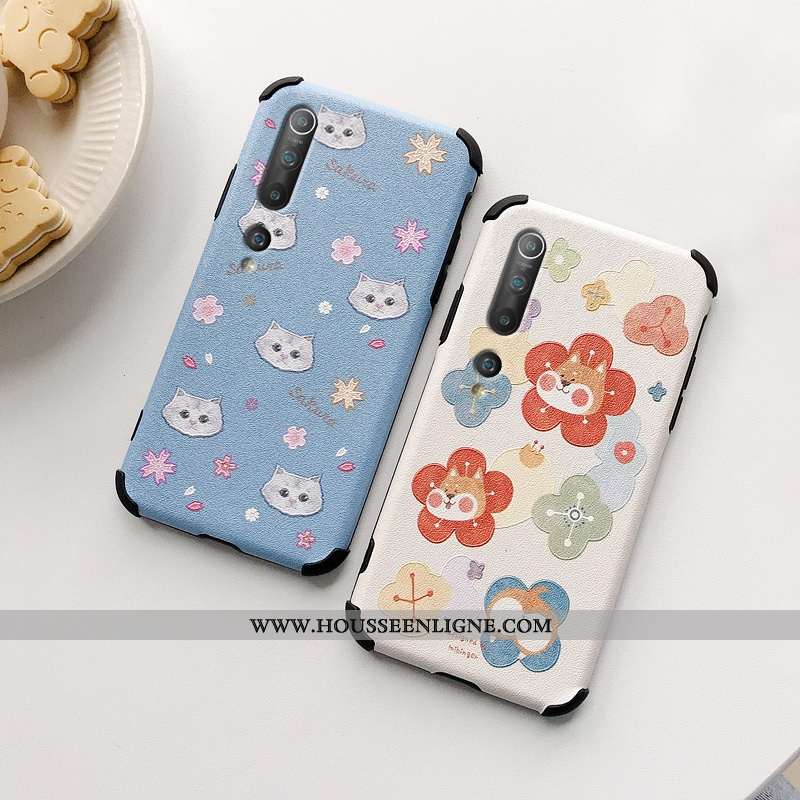 Coque Xiaomi Mi 10 Pro Cuir Modèle Fleurie Tout Compris Net Rouge Mode Charmant Frais Bleu