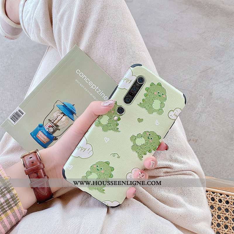 Coque Xiaomi Mi 10 Pro Fluide Doux Silicone Charmant Dragon Bovins Dessin Animé Verte