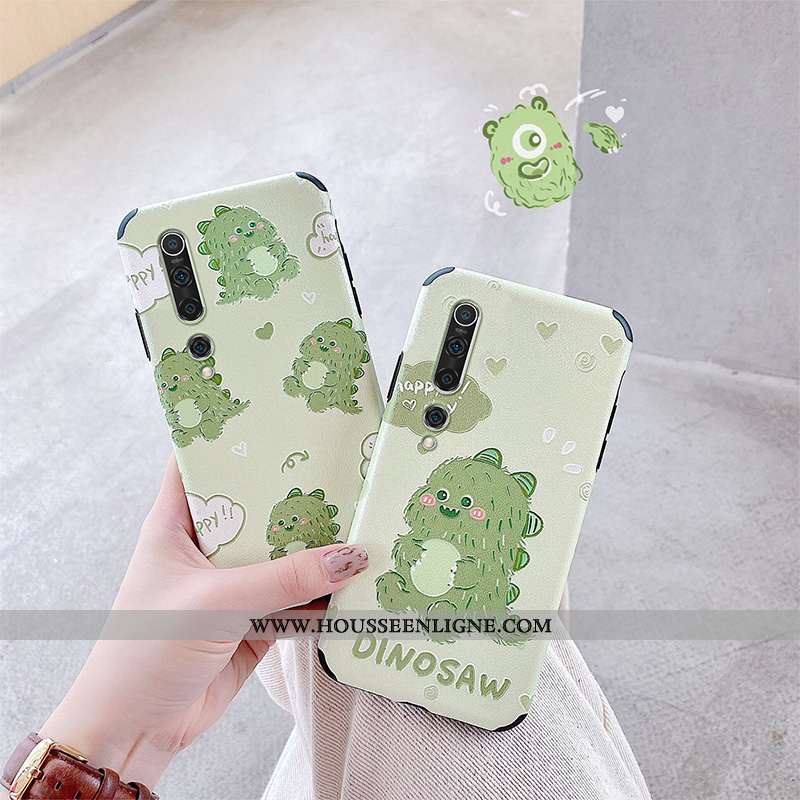 Coque Xiaomi Mi 10 Pro Fluide Doux Silicone Charmant Dragon Bovins Dessin Animé Verte