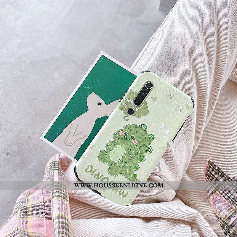 Coque Xiaomi Mi 10 Pro Fluide Doux Silicone Charmant Dragon Bovins Dessin Animé Verte