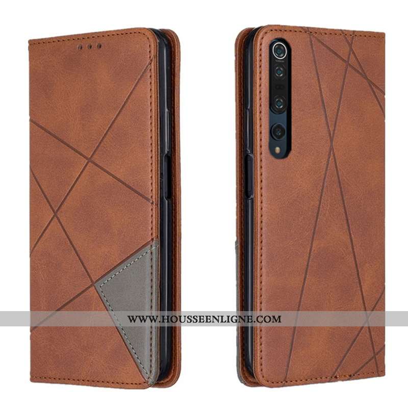 Coque Xiaomi Mi 10 Pro Protection Cuir Jeunesse Carte Petit Tout Compris Marron