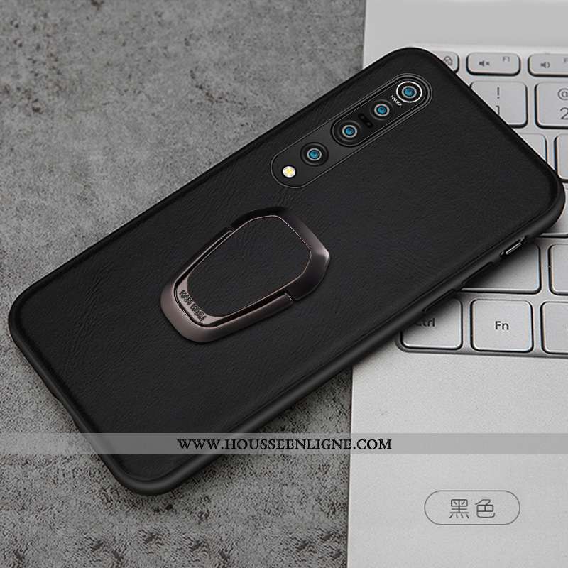 Coque Xiaomi Mi 10 Pro Protection Personnalité Cuir Véritable Étui Petit Noir Cuir