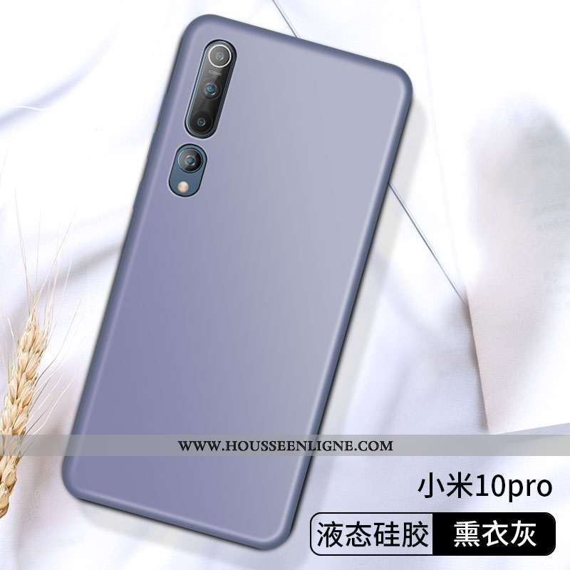 Coque Xiaomi Mi 10 Pro Silicone Protection Fluide Doux Téléphone Portable Petit Étui Gris