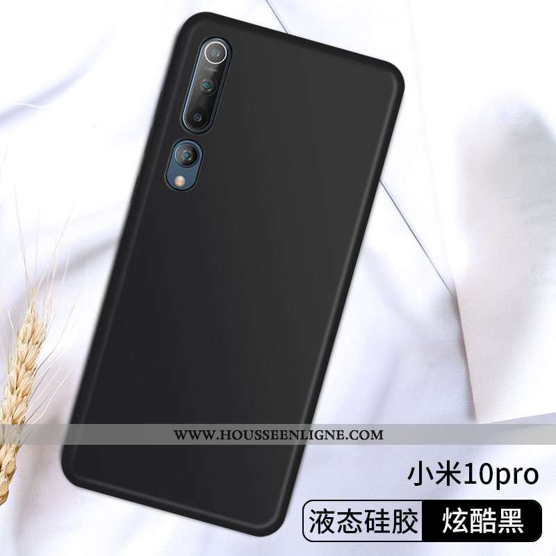 Coque Xiaomi Mi 10 Pro Silicone Protection Fluide Doux Téléphone Portable Petit Étui Gris