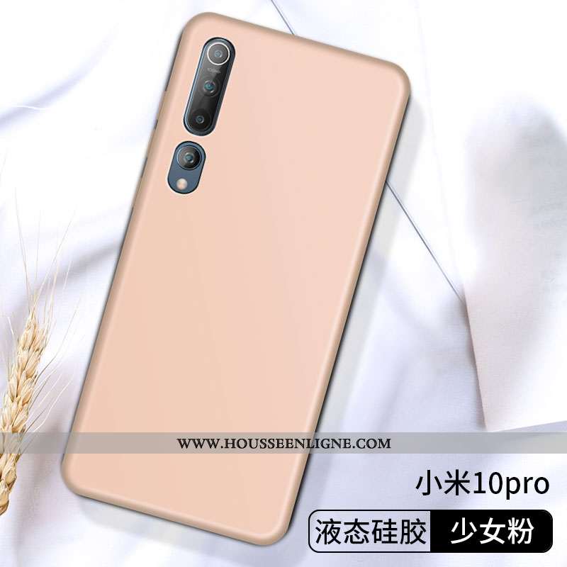 Coque Xiaomi Mi 10 Pro Silicone Protection Fluide Doux Téléphone Portable Petit Étui Gris