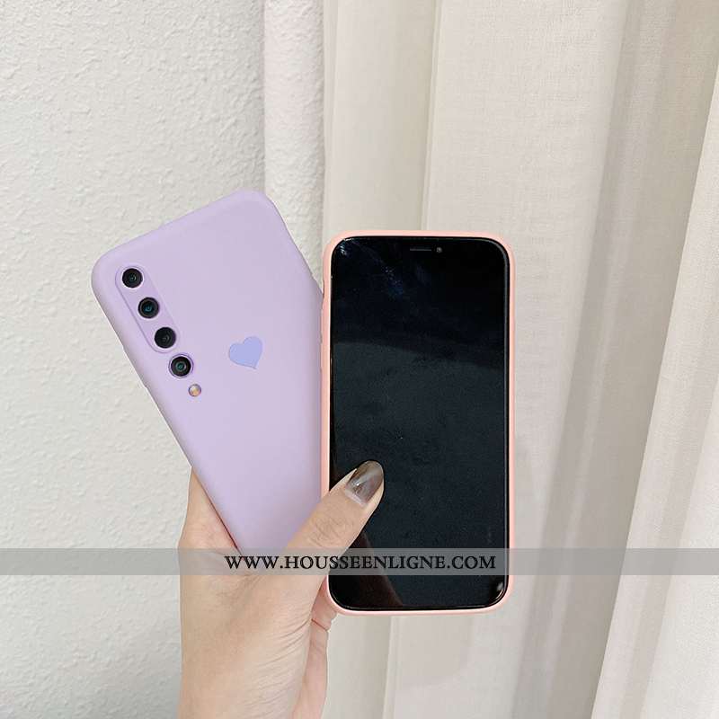 Coque Xiaomi Mi 10 Protection Tendance Étui Amour Fluide Doux Légères Simple Violet