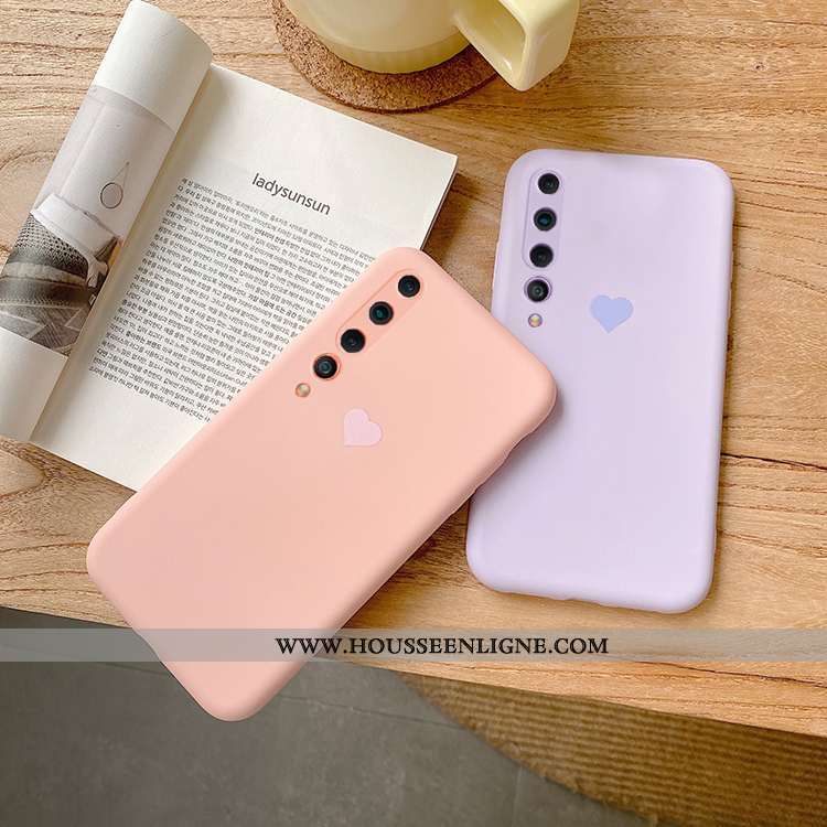 Coque Xiaomi Mi 10 Protection Tendance Étui Amour Fluide Doux Légères Simple Violet