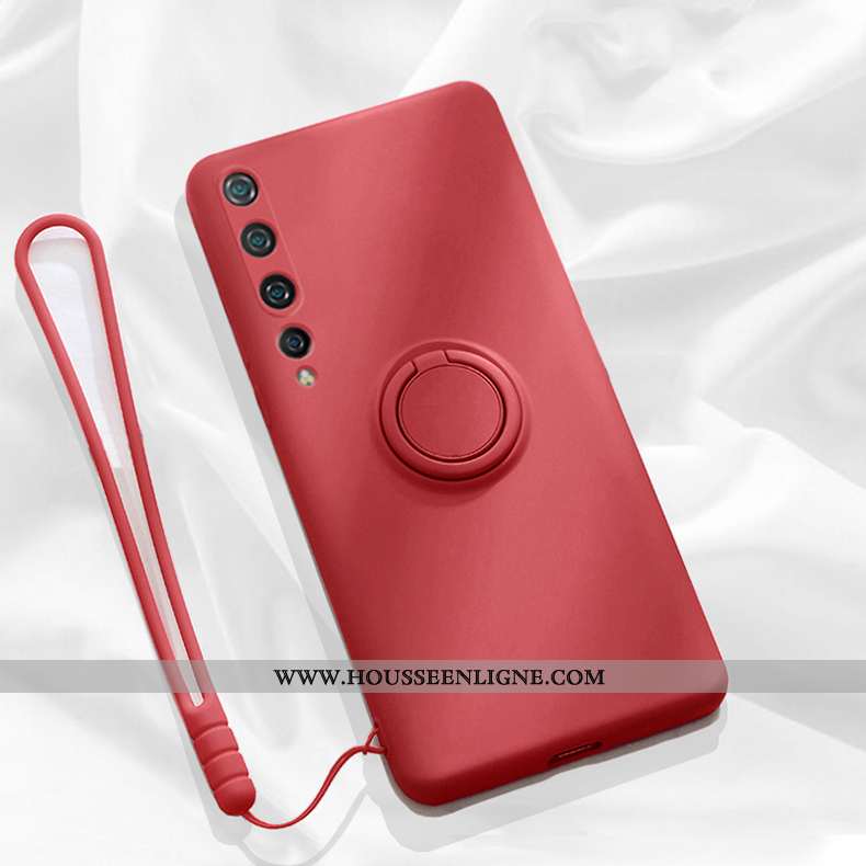Coque Xiaomi Mi 10 Silicone Ornements Suspendus Étui Légère Support Simple Incassable Rouge