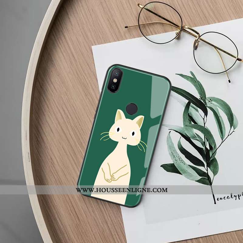 Coque Xiaomi Mi 8 Charmant Verre Téléphone Portable Petit Rouge Vert Verte