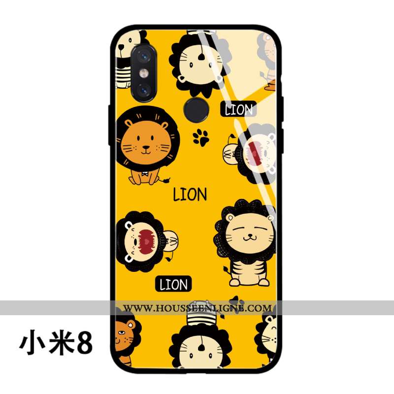 Coque Xiaomi Mi 8 Créatif Dessin Animé Simple Petit Lion Téléphone Portable Tout Compris Jaune