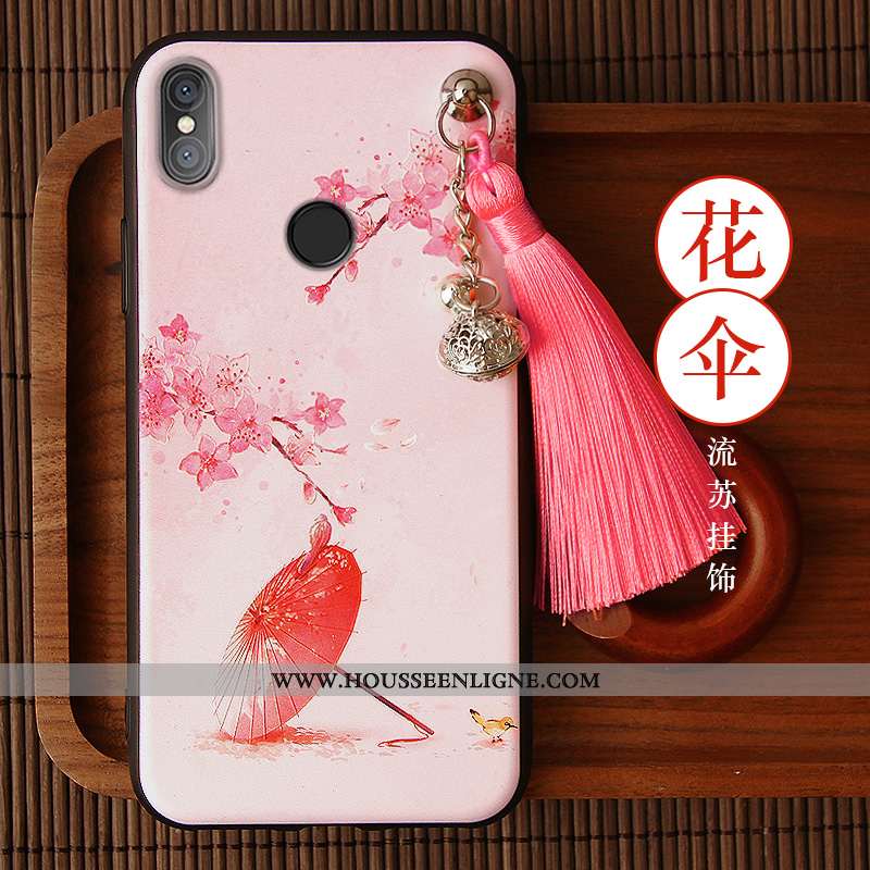 Coque Xiaomi Mi 8 Gaufrage Vintage Étui Violet Ornements Suspendus Net Rouge Style Chinois