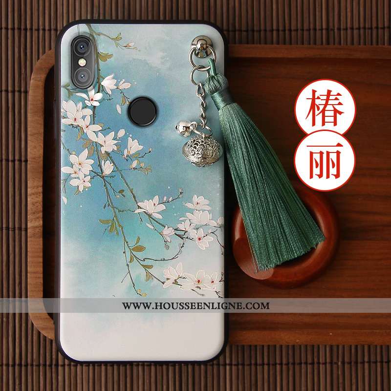 Coque Xiaomi Mi 8 Gaufrage Vintage Étui Violet Ornements Suspendus Net Rouge Style Chinois