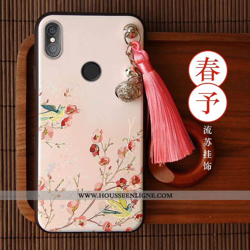 Coque Xiaomi Mi 8 Gaufrage Vintage Étui Violet Ornements Suspendus Net Rouge Style Chinois