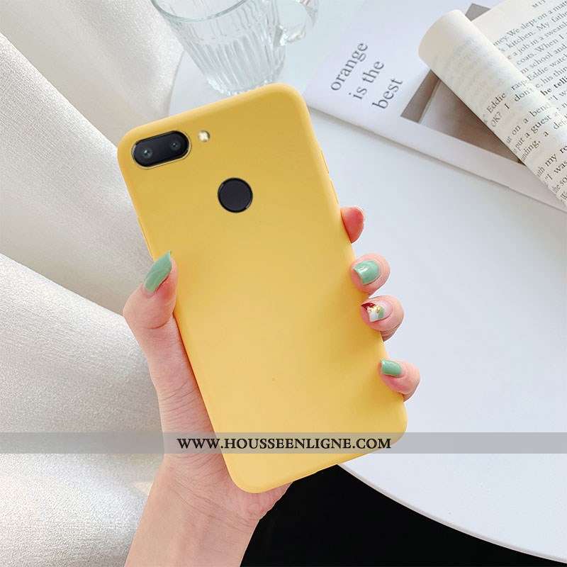 Coque Xiaomi Mi 8 Lite Cuir Étui Téléphone Portable Jaune Couleur Unie Jeunesse Petit