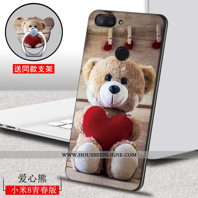 Coque Xiaomi Mi 8 Lite Délavé En Daim Personnalité Incassable Ultra Étui Peinture Marron