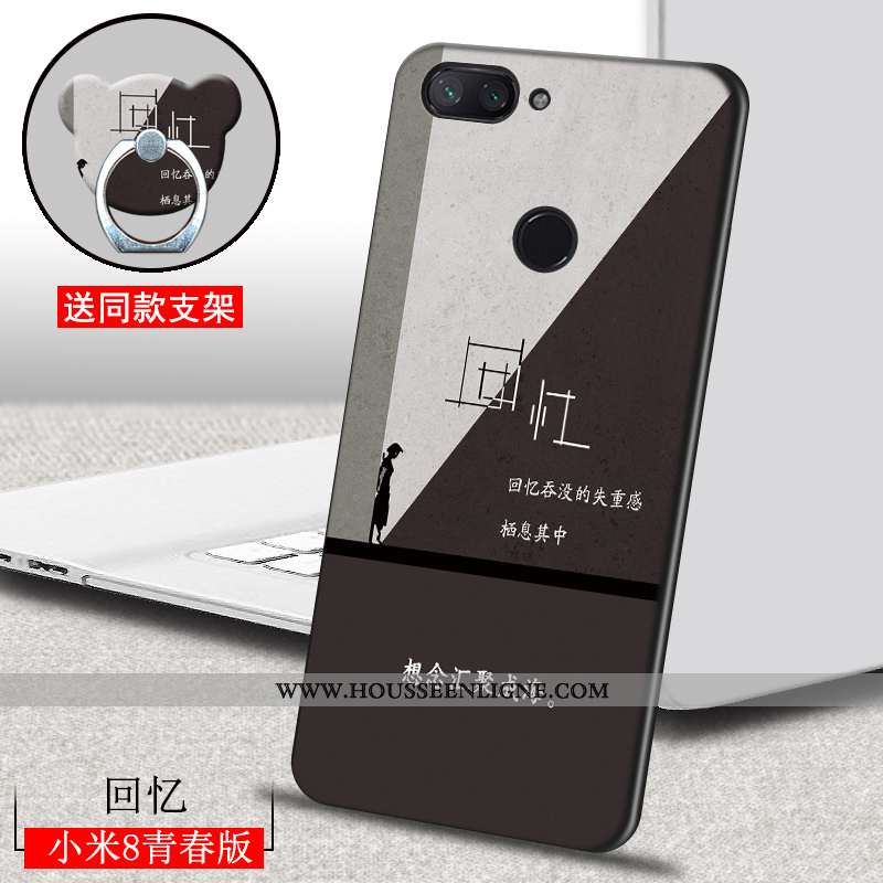Coque Xiaomi Mi 8 Lite Délavé En Daim Personnalité Incassable Ultra Étui Peinture Marron